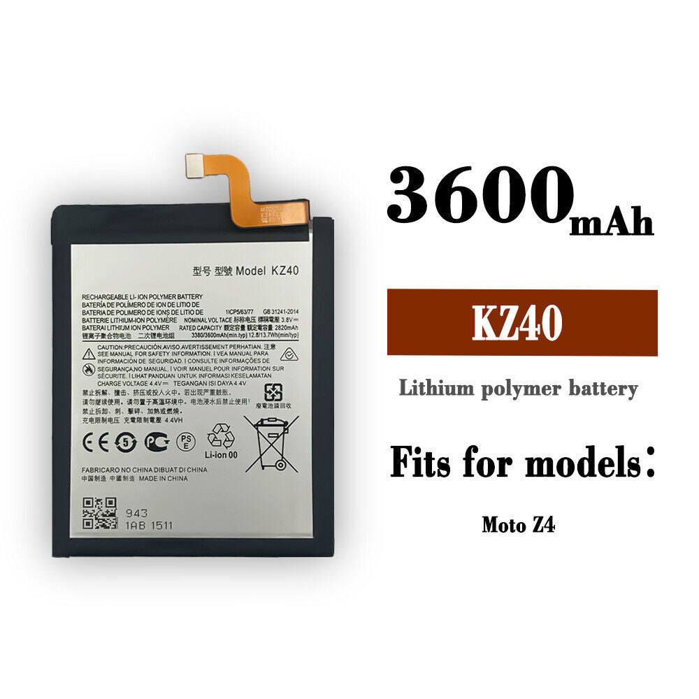 Batterie de remplacement pour Motorola Moto Z4 (XT1980), KZ40 Batterie de remplacement pour Motorola Moto Z4 (XT1980), KZ40
